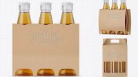 5788+ Kraft Paper 3 Pack Beer Bottle Carrier PSD Mockup Halfside View Unique High-Resolution Design Freebie