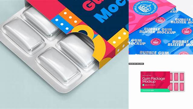 5789+ Chewing Gum in Blister Package PSD Mockup Bottom Half-side View Custom Design Freebie PSD