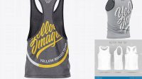 5791+ Men’s Heather Jersey Tank Top PSD Mockup Back Half Side View Customizable PSD Templates