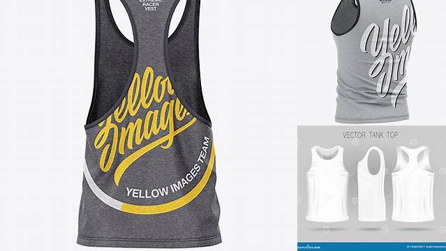 5791+ Men’s Heather Jersey Tank Top PSD Mockup Back Half Side View Customizable PSD Templates