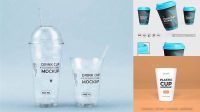 5791+ Plastic Cup PSD Mockup Front View High-Angle Shot Creative and Modern PSD Freebie