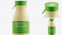 5795+ Matte Small Plastic Dairy Bottle PSD Mockup High-Angle Shot Premium Design Freebie