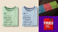 5796+ Folded Shirt With Label PSD Mockup Top View High-End Creative PSD Template