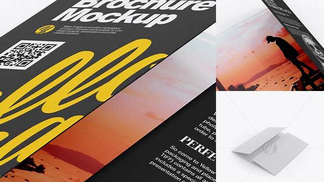 5800+ 4xDL Brochure PSD Mockup Half Side View High Angle Shot Exclusive Digital PSD Resource