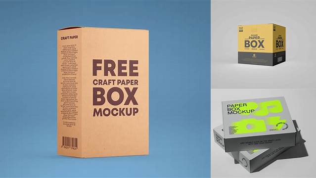 5802+ Paper Box PSD Mockup Side View High-Angle Shot Editable Graphic Free PSD