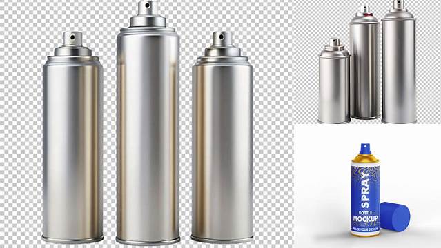 5805+ Aluminum Spray Can with White Cap PSD Mockup Exclusive Editable PSD File