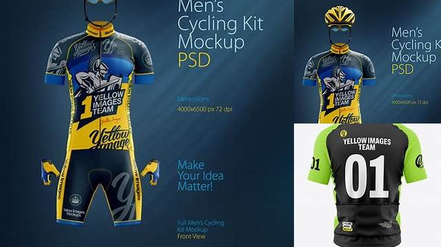 5805+ Men’s Cycling Kit PSD Mockup Back View Free Graphic Design Resource