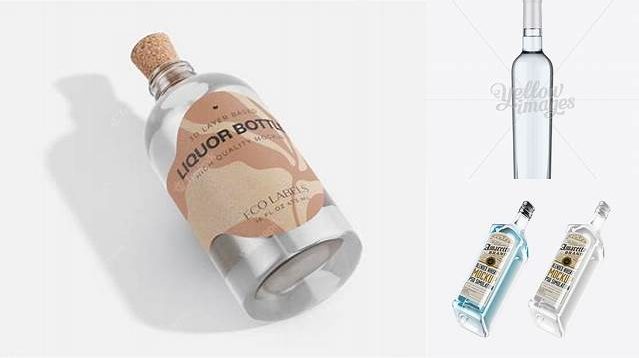 5807+ Clear Glass Liquor Bottle PSD Mockup Front View Editable Photoshop File