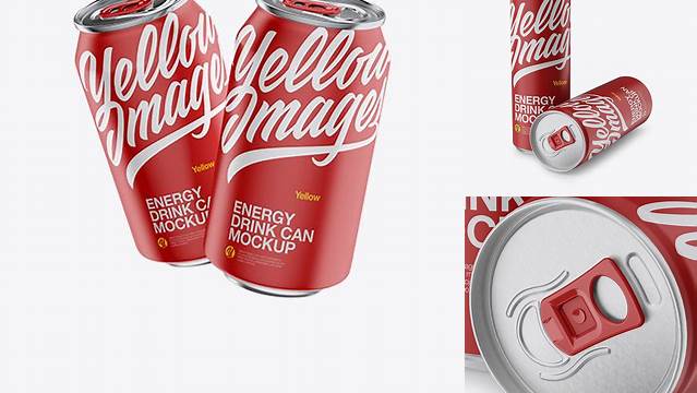 5812+ Two 250ml Metallic Aluminium Cans with Matte Finish PSD Mockup Creative Design Mockup