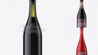 5814+ Green Glass Lambrusco Bottle with Red Wine PSD Mockup Include TIFF