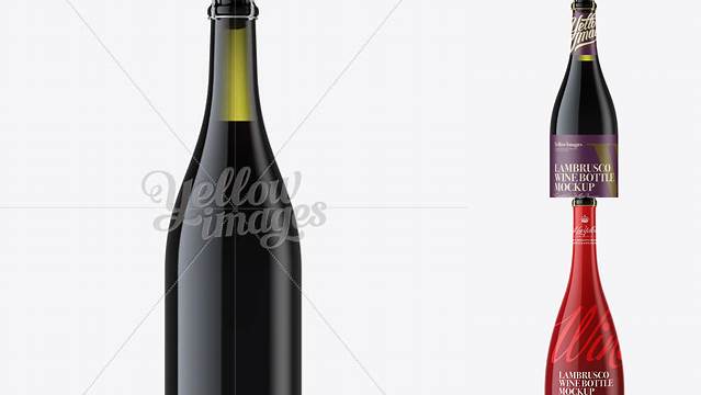 5814+ Green Glass Lambrusco Bottle with Red Wine PSD Mockup Include TIFF