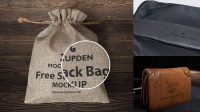 5815+ Leather Sack PSD Mockup Front View Exclusive Free Creative Resource