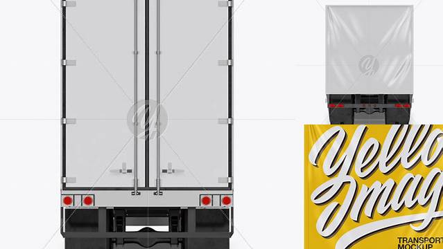 5817+ Electric Semi-Trailer PSD Mockup Back View Customizable Design Files