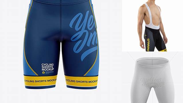 5818+ Men’s Cycling Shorts PSD Mockup Front View Customizable Photoshop Template