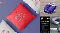 5818+ Velvet Travel Pillow PSD Mockup Front View Free PSD