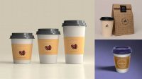 5819+ Kraft Tea Cup with Sleeve PSD Mockup Smart Object-Based PSD Template Free