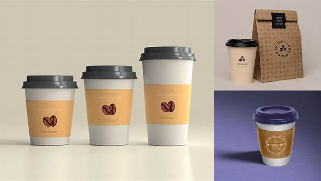 5819+ Kraft Tea Cup with Sleeve PSD Mockup Smart Object-Based PSD Template Free