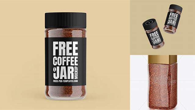 582+ Instant Coffee Glass Jar PSD Mockup Half Side View High-Angle Shot Download Now High-Quality PSD Template