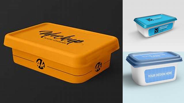 582+ Plastic Container PSD Mockup High-Angle Shot Custom PSD Mockup Template