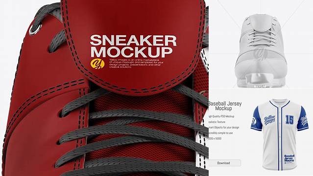 5821+ Baseball Sneaker PSD Mockup Front View Easy-to-Use PSD Template