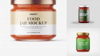 5825+ Clear Glass Jar with Meat Sauce PSD Mockup Smart Editable Design Mockup