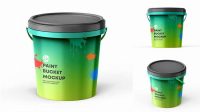 583+ Glossy Plastic Paint Bucket PSD Mockup High-Angle Shot Fully Layered Photoshop Freebie