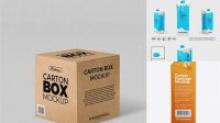 5830+ 1L Carton Box PSD Mockup Side View Download Customizable PSD