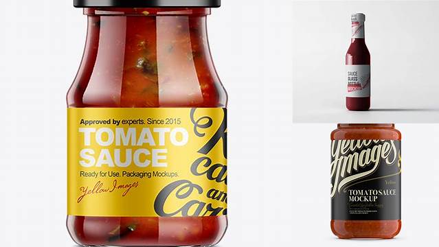 5830+ 350g Glass Jar with Sauce PSD Mockup Free Downloadable Graphic Resource