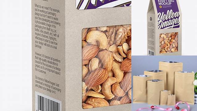 5830+ Kraft Paper Box with Mix Of Nuts Half Side View Free Design Resource