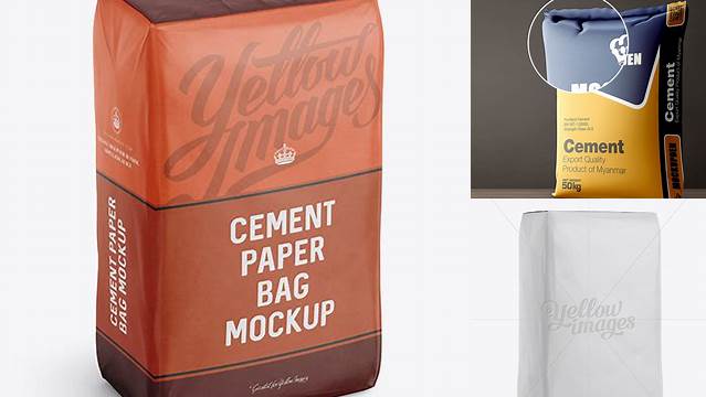 5832+ Cement Paper Bag PSD Mockup Halfside View High-Angle Shot Layered PSD for Easy Editing