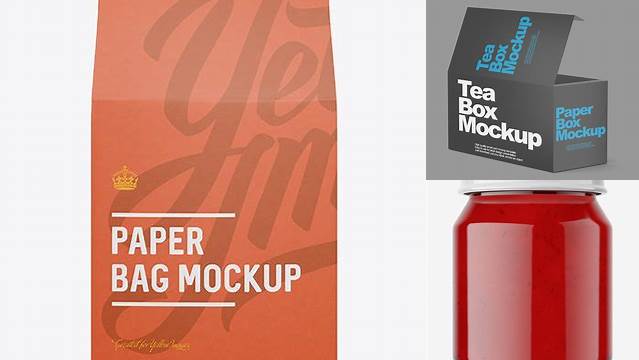 5834+ Red Jar with Paper Box PSD Mockup Smart PNG Image