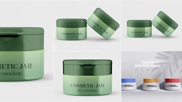 5836+ Textured Metallic Cosmetic Jar PSD Mockup High-Angle Shot Editable Graphic Free PSD