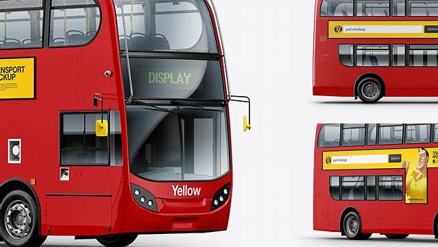 5837+ London Bus Enviro 400 PSD Mockup Right Half Side View Best Free Mockup PSD