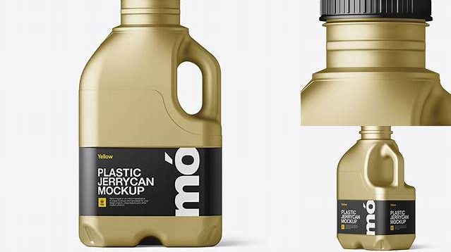 5840+ Metallic Jug With Paper Label PSD Mockup Half Side View Layered PSD for Easy Editing