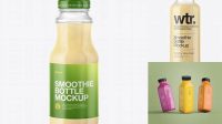 5841+ Clear Glass Bottle with Banana Smoothie PSD Mockup Exclusive Free Photoshop Asset