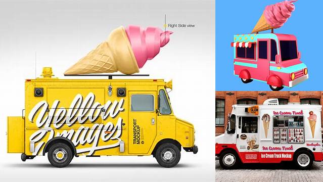 5841+ Ice Cream Truck Mockup Modern Design PSD