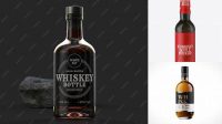 5843+ Dark Green Glass Bottle With Whisky PSD Mockup Advanced Photoshop Template