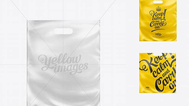 5843+ White Patch Handle Plastic Carrier Bag Digital Photoshop Free Mockup