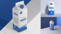 5845+ 1000ml Milk Carton Package PSD Mockup Elegant and Stylish Free PSD