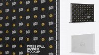 5847+ Press Wall Banner with Glossy Frame PSD Mockup Halfside View Smart Layer Mockup Free