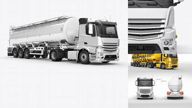 5847+ Tank Truck HQ PSD Mockup Front View Custom Graphic Resource Free Download