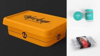 5849+ Plastic Container with Transparent Cap PSD Mockup Half Side View Creative Layered Mockup Freebie