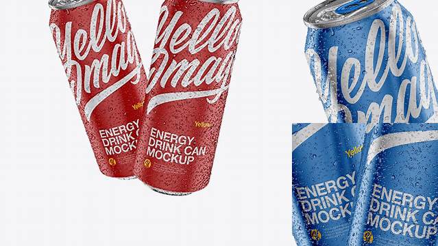 5850+ Two 500ml Metallic Aluminium Cans with Condensation PSD Mockup For Free Download