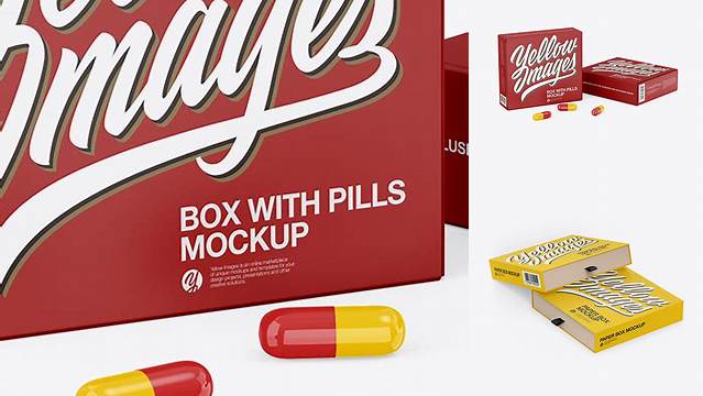 5850+ Two Matte Boxes with Pills PSD Mockup Half Side View High-Quality Editable PSD