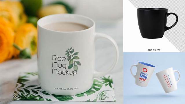 5851+ Matte Mug with Cap PSD Mockup Front View Exclusive Free Photoshop Asset