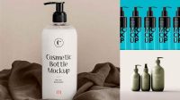 5855+ Cosmetic Bottle with Transparent Pump PSD Mockup Free Creative Design