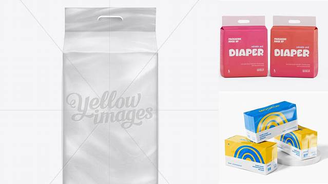 5857+ Large Diapers Package with Handle Versatile PSD Mockup File