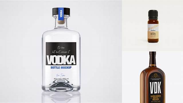 5865+ Square Amber Bottle with Vodka PSD Mockup Unique and Creative Free PSD File