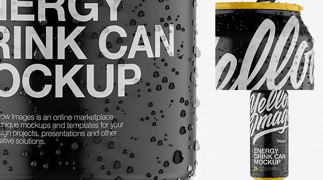 5869+ 500ml Matte Aluminium Can with Condensation PSD Mockup Front View Elegant and Stylish Free PSD