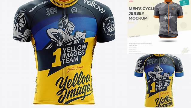 5869+ Men’s Classic Cycling Jersey PSD Mockup Front View High-Resolution Graphic